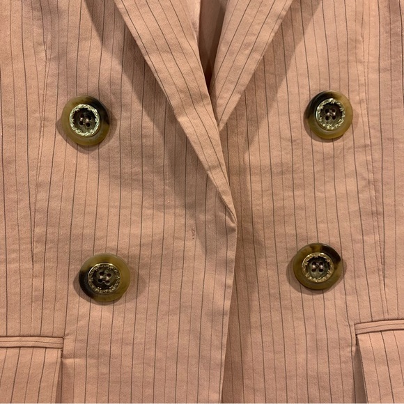 NEW Pinko Linen Double Breasted Pink Pinstripe Blazer Size 2 - Picture 9 of 12